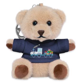 Train pour enfants avec remorque blanche - Porte-clés ourson - marine - Devant