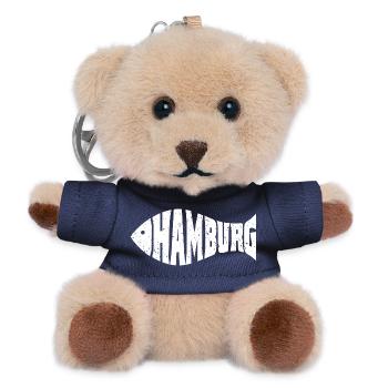 Hamburg City North German lettering Fischform - Teddy Keyring - navy - Front