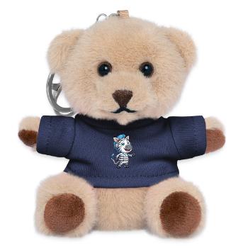Zebra Lustige Zeichentrickfigur Kopfhörer Musik - Teddy Schlüsselanhänger - Navy - Vorne