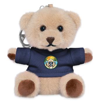 Miniaturpudel Hunderasse Cartoon Sonnenbrille Strand - Teddy Schlüsselanhänger - Navy - Vorne