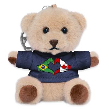Brazil Canada Flag Hands Heart Shape Used - Teddy Keyring - navy - Front