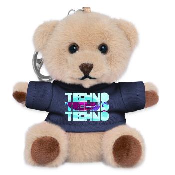 Techno Neon Muster - Teddy Schlüsselanhänger - Navy - Vorne