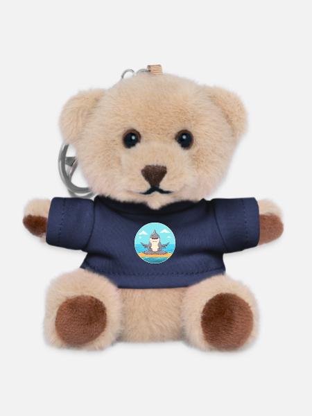 Hai-Cartoon-Yoga-Strand-Sommer-Illustration - Teddy Schlüsselanhänger - Navy