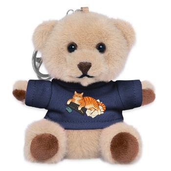 Mein Schreibtisch – Katze auf der Tastatur - Teddy Schlüsselanhänger - Navy - Vorne