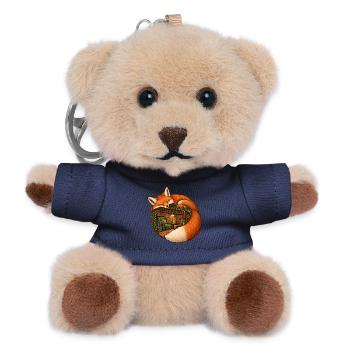 Schlafender Fuchs mit einer gemütlichen Bibliothek - Teddy Schlüsselanhänger - Navy - Vorne