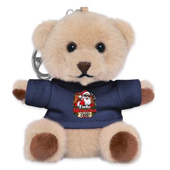 Cooler Weihnachts-Santa mit Geschenken - Teddy Schlüsselanhänger - Navy - Vorne