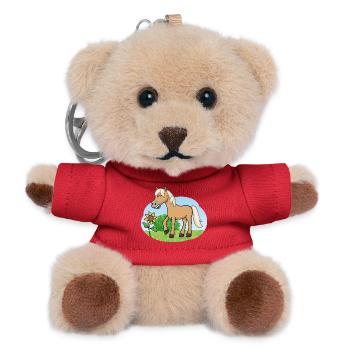 Lustiges Pferd auf Wiese - Teddy Schlüsselanhänger - Rot - Vorne