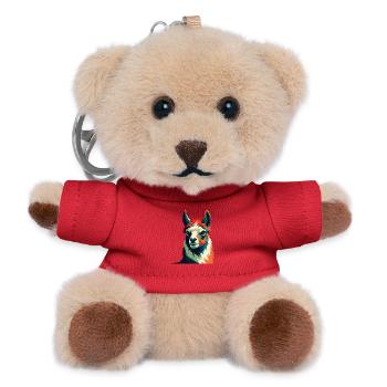 Llama Cartoon Character Colorful Pet Animal - Teddy Keyring - red - Front