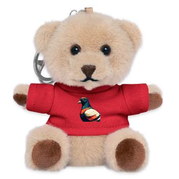 Pigeon Cartoon Character Colorful Pet Animal - Teddy Keyring - red - Front