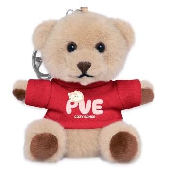 PVE Cozy Gaming Schlafkatze - Teddy Schlüsselanhänger - Rot - Vorne