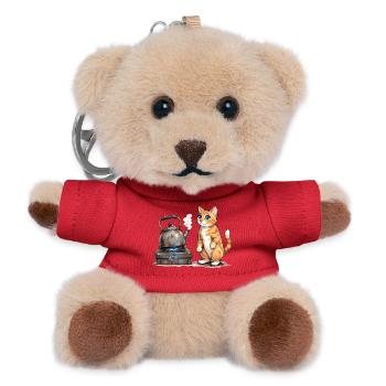Kätzchen am Schmiedekessel - Teddy Schlüsselanhänger - Rot - Vorne