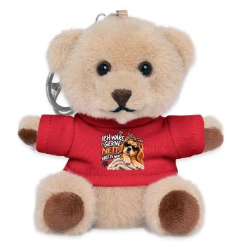 Ich wär gern nett – Hund mit Stil - Teddy Schlüsselanhänger - Rot - Vorne