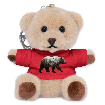 Bär mit Nebelwald - Teddy Schlüsselanhänger - Rot - Vorne