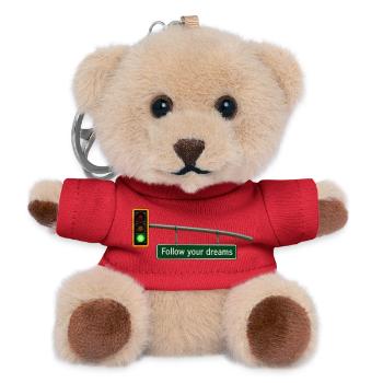 Follow Your Dreams – Ampel Motivation Geschenk - Teddy Schlüsselanhänger - Rot - Vorne
