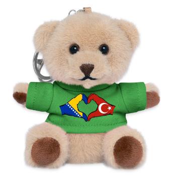 Bosnien Türkei Flagge Hände Herzform - Teddy Schlüsselanhänger - Grün - Vorne