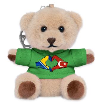 Bosnien Türkei Flagge Hände Herzform used - Teddy Schlüsselanhänger - Grün - Vorne