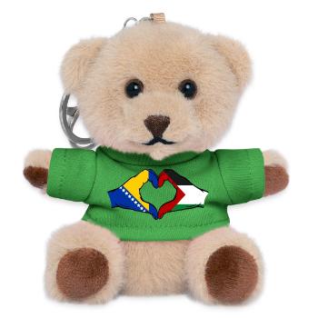 Bosnien Palästina Flagge Hände Herzform - Teddy Schlüsselanhänger - Grün - Vorne