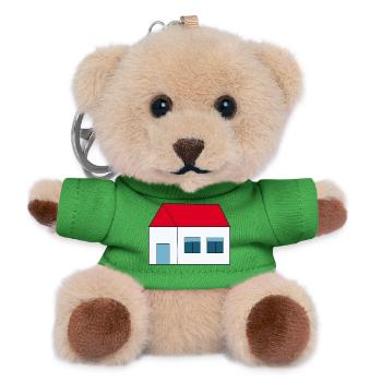 Haus minimal Bauherr Richtfest Geschenk Einzug - Teddy Schlüsselanhänger - Grün - Vorne