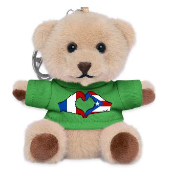 Frankreich Puerto Rico Flagge Hände Herzform - Teddy Schlüsselanhänger - Grün - Vorne