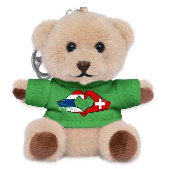 Thailand Schweiz Flagge Hände Herzform used - Teddy Schlüsselanhänger - Grün - Vorne