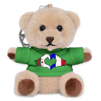 Algerien Frankreich Flagge Hände Herzform used - Teddy Schlüsselanhänger - Grün - Vorne