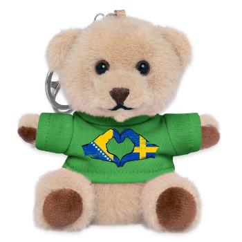 Bosnien Schweden Flagge Hände Herzform used - Teddy Schlüsselanhänger - Grün - Vorne