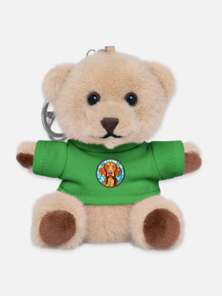 Drahthaarige Vizsla Hunderasse Buntglas Bunt - Teddy Schlüsselanhänger - Grün