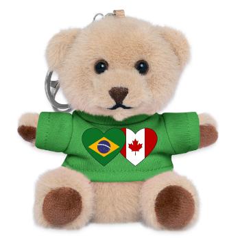 Brazil Canada Heart Flag - Teddy Keyring - green - Front