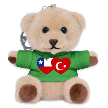 Chile Türkei Flagge Herz - Teddy Schlüsselanhänger - Grün - Vorne