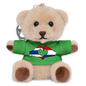 Thailand Holland Flagge Hände Herzform - Teddy Schlüsselanhänger - Grün - Vorne