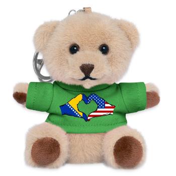 Bosnien USA Flagge Hände Herzform - Teddy Schlüsselanhänger - Grün - Vorne