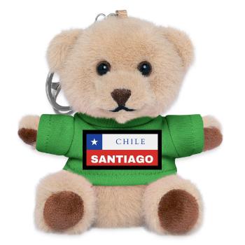 Santiago City en drapeau chilien - Porte-clés ourson - vert - Devant