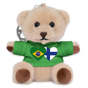 Brésil Finlande Flag Heart - Porte-clés ourson - vert - Devant