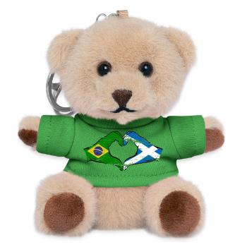 Brésil Ecosse drapeau mains forme de coeur utilisé - Porte-clés ourson - vert - Devant