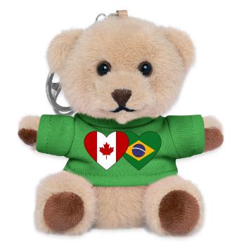 Drapeau du cœur du Canada et du Brésil - Porte-clés ourson - vert - Devant