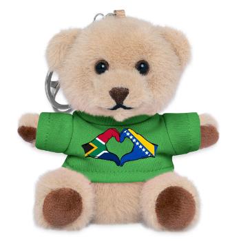 Südafrika Bosnien Flagge Hände Herzform - Teddy Schlüsselanhänger - Grün - Vorne