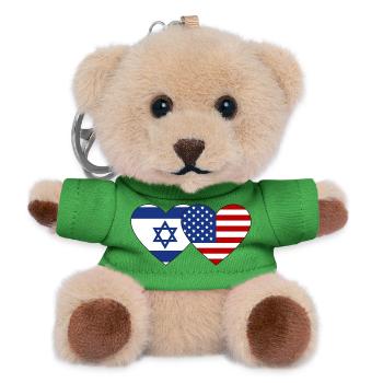 Israel USA Flagge Herz - Teddy Schlüsselanhänger - Grün - Vorne