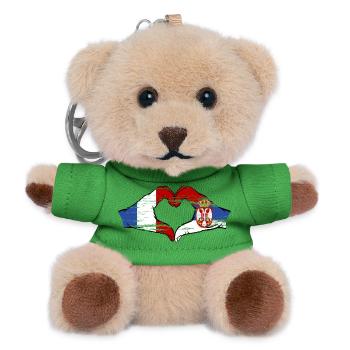 Frankreich Serbien Hände Herzform used - Teddy Schlüsselanhänger - Grün - Vorne