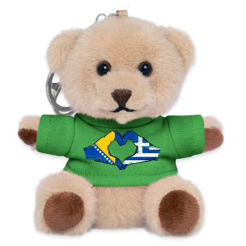 Bosnien Griechenland Flagge Hände Herzform used - Teddy Schlüsselanhänger - Grün - Vorne