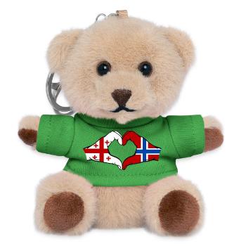 Georgien Norwegen Flagge Haende Herzform - Teddy Schlüsselanhänger - Grün - Vorne