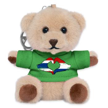 Thailand Holland Flagge Hände Herzform used - Teddy Schlüsselanhänger - Grün - Vorne