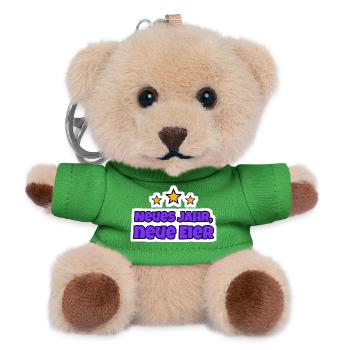 Neues Jahr, neue Eier Silvester Sticker - Teddy Schlüsselanhänger - Grün - Vorne