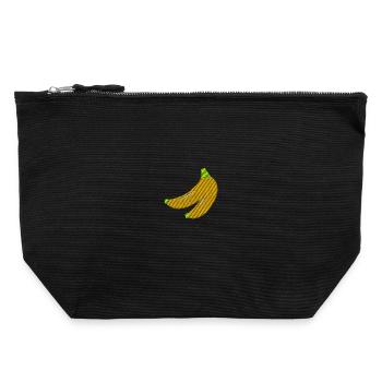 Bananas embroidered - Canvas Zip Pouch 22 x 23 cm - black - Front