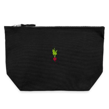 Embroidered radishes - Canvas Zip Pouch 22 x 23 cm - black - Front