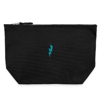 Embroidered lightning bolt - Canvas Zip Pouch 22 x 23 cm - black - Front