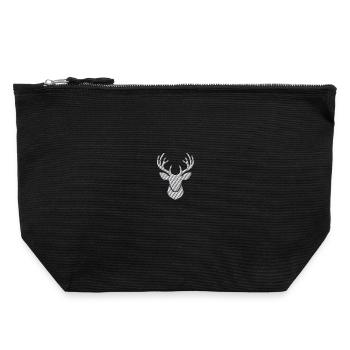 Deer antler silhouette embroidered - Canvas Zip Pouch 22 x 23 cm - black - Front