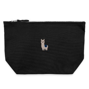 Lama bestickt - Canvas Reißverschluss-Täschchen (22 x 23 cm) - Schwarz - Vorne