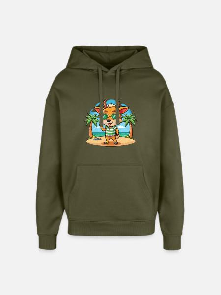 Antelope Funny Cartoon Summer Beach Sunglasses - Oversized Unisex Hoodie by Stanley/Stella - khaki