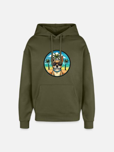 Braque Du Bourbonnais Hunderasse Cartoon Sonnenbrille - Oversized Unisex Hoodie von Stanley/Stella - Khaki