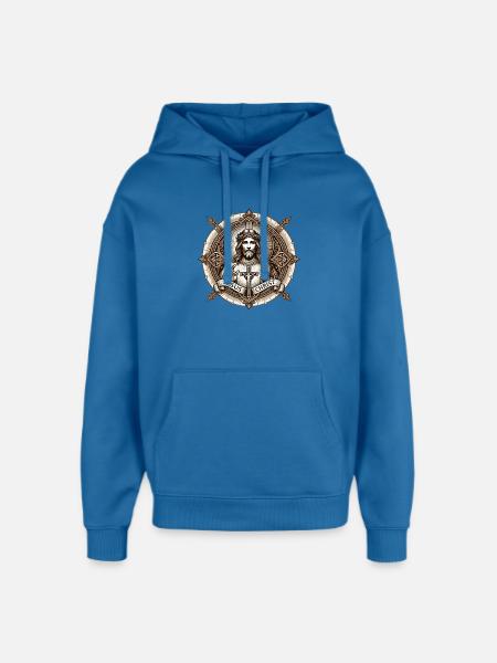Jesus Christ Antiq Logo - Oversized Unisex Hoodie by Stanley/Stella - mindful blue